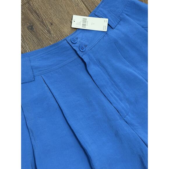 NWT $138 By Anthropologie Cropped Pleated Trousers Pants Blue Light Weight sz 4 - Picture 3 of 5